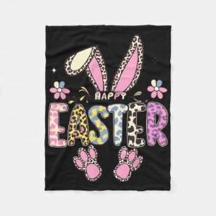 Niedliches Leopard Bunny Osterday T-Shirt für Kran Fleecedecke