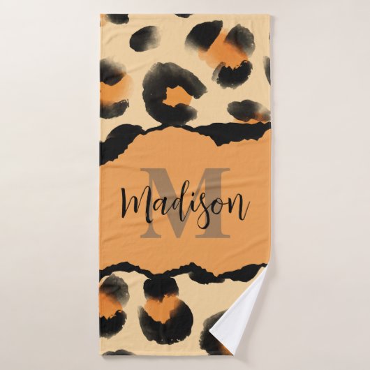 Niedliches Leopard-Monogramm Badhandtuch Set (Badehandtuch)
