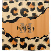 Niedliches Leopard-Monogramm Duschvorhang (Vorderseite)