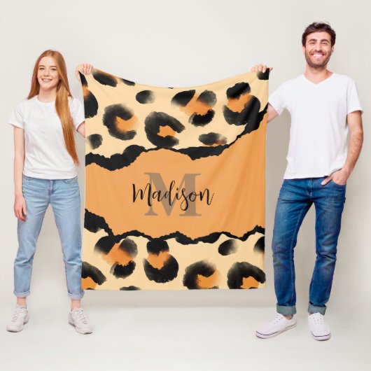 Niedliches Leopard-Monogramm Fleecedecke (Beispiel)