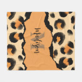 Niedliches Leopard-Monogramm Fleecedecke (Vorderseite (Horizontal))