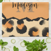 Niedliches Leopard-Monogramm Geschirrtuch (Gefaltet)