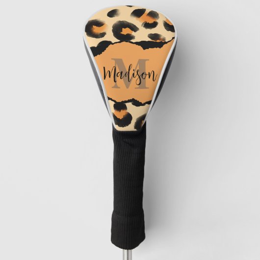 Niedliches Leopard-Monogramm Golf Headcover (Vorderseite)