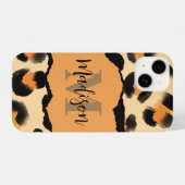 Niedliches Leopard-Monogramm iPhone Hülle (Rückseite (Horizontal))