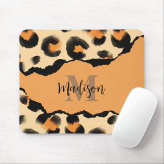 Niedliches Leopard-Monogramm Mousepad