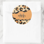 Niedliches Leopard-Monogramm Runder Aufkleber (Tasche)