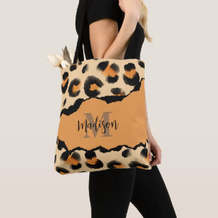 Niedliches Leopard-Monogramm Tasche