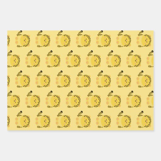 Niedliches Leopardenpapier im kawaii-Stil Geschenkpapier Set (Vorderseite)