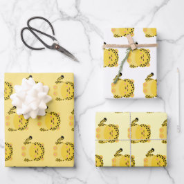Niedliches Leopardenpapier im kawaii-Stil Geschenkpapier Set