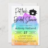 Niedliches lesbisches Rainbow Potluck-Brautparty Einladung (Vorderseite)