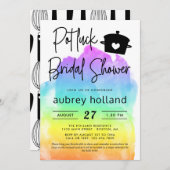 Niedliches lesbisches Rainbow Potluck-Brautparty Einladung (Vorne/Hinten)