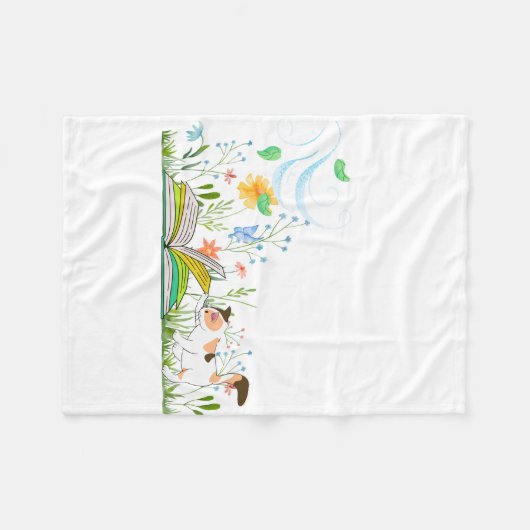 Niedliches Lesen eines Buches Fleecedecke (Vorderseite (Horizontal))