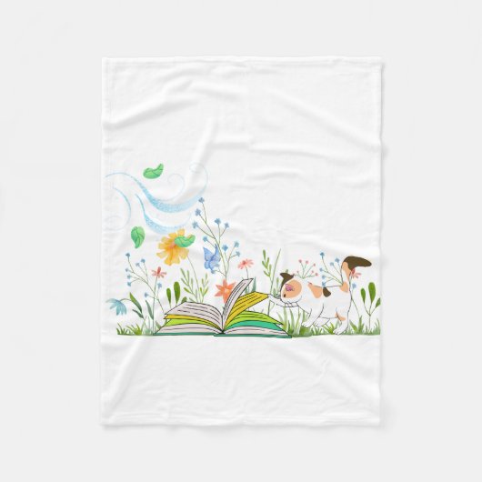Niedliches Lesen eines Buches Fleecedecke (Vorderseite)