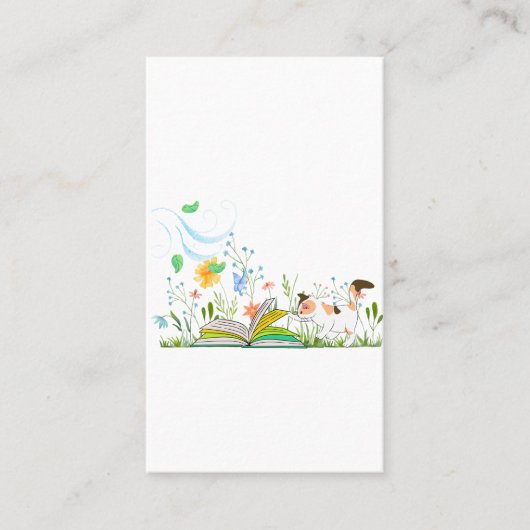 Niedliches Lesen eines Buches Visitenkarte (Vorderseite)