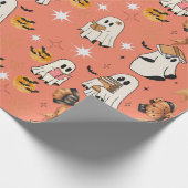 Niedliches Lesen Halloween Ghosts Bows Fledermäuse Geschenkpapier (Ecke)