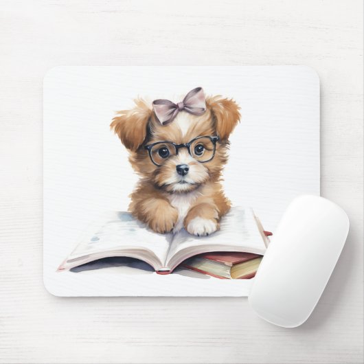 Niedliches Lesen von Welpenmousepad Mousepad (Mit Mouse)