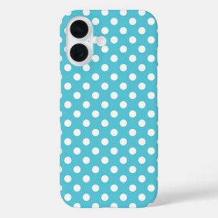 Niedliches Leuchtblauer Polka-Punktmuster iPhone 16 Hülle