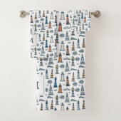 Niedliches Leuchtturm Nahtloses Muster Mit Monogra Badhandtuch Set (Insitu)