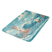 Niedliches Leuchtturm & Ocean Dreamscape Badematte (Schrägansicht)