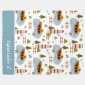 Niedliches Leuchtturm und Muster für das Kid-Boot Fleecedecke (Vorderseite (Horizontal))