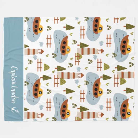 Niedliches Leuchtturm und Muster für das Kid-Boot Fleecedecke (Vorderseite (Horizontal))