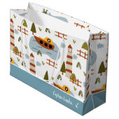 Niedliches Leuchtturm und Muster für das Kid-Boot Große Geschenktüte (Vorderseite Schrägansicht)