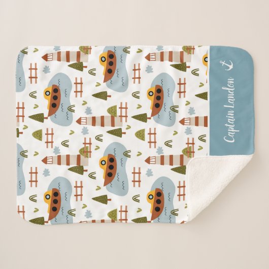 Niedliches Leuchtturm und Muster für das Kid-Boot Sherpadecke (Vorderseite (Horizontal))