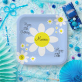 Niedliches Licht Blau und Weiße Blüten 5. Geburtst Pappteller (Party)