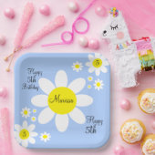 Niedliches Licht Blau und Weiße Blüten 5. Geburtst Pappteller (Party)