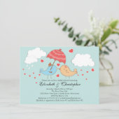 Niedliches Liebe-Vogel-Brautparty Einladung (Stehend Vorderseite)