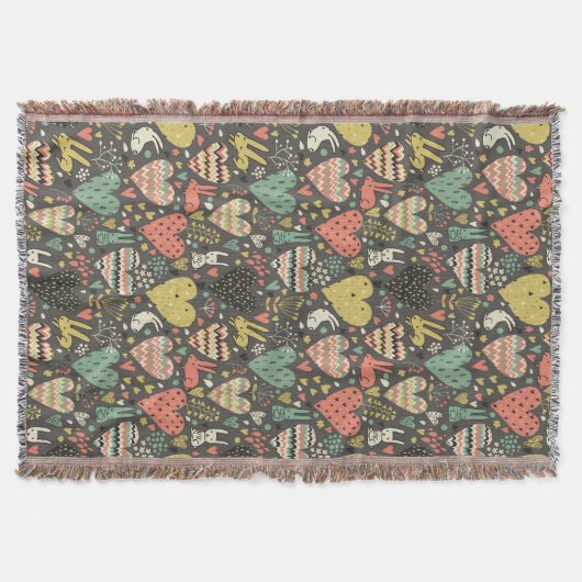 Niedliches Liebehäschenmuster mit Herzen Decke (Vorderseite)