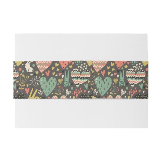 Niedliches Liebehäschenmuster mit Herzen Einladungsbanderole (Rückseitenbeispiel)