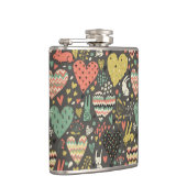 Niedliches Liebehäschenmuster mit Herzen Flachmann (Rechts)