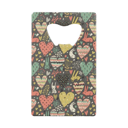 Niedliches Liebehäschenmuster mit Herzen Geldbeutel Flaschenöffner (Vorderseite)