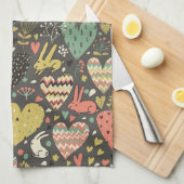 Niedliches Liebehäschenmuster mit Herzen Handtuch (Viertel Falte)