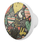 Niedliches Liebehäschenmuster mit Herzen Keramikknauf (Rechts)