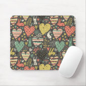 Niedliches Liebehäschenmuster mit Herzen Mousepad (Mit Mouse)
