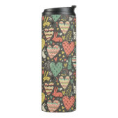 Niedliches Liebehäschenmuster mit Herzen Thermosbecher (Nach links gedreht)