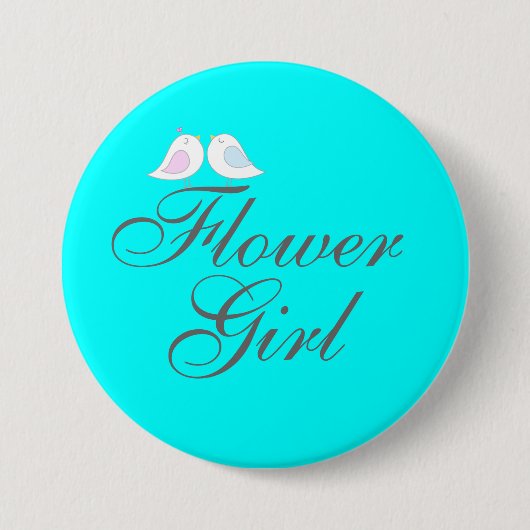 Niedliches Liebevögel Blumen-Mädchen Button (Vorderseite)