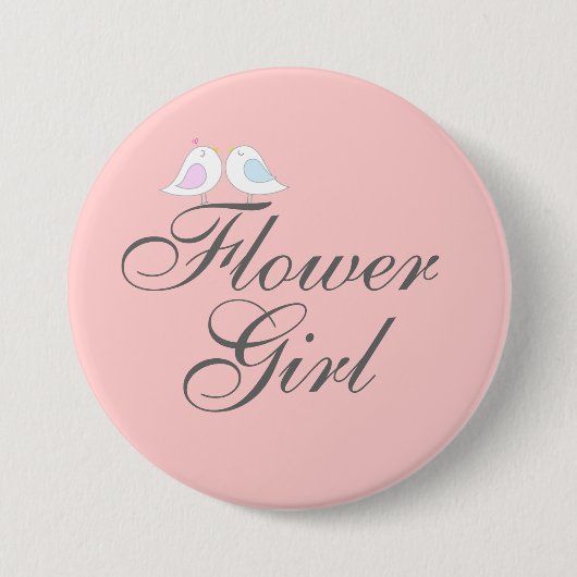 Niedliches Liebevögel Blumen-Mädchen Button (Vorderseite)