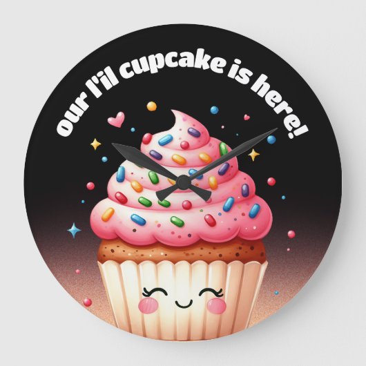 Niedliches L'il Cupcake Sprinkles Kinderzimmer Große Wanduhr (Vorderseite)