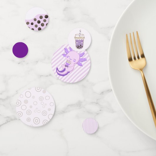 Niedliches Lila Axolotl Boba Tea Kindergeburtstag  Konfetti (Gruppe)