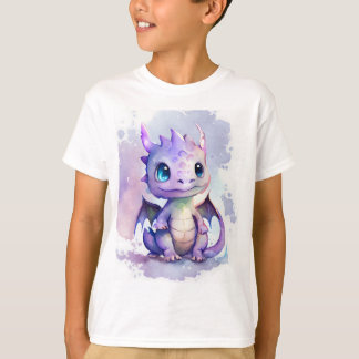 Niedliches Lila Baby Dragon Watercolor Design T-Shirt