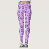 Niedliches Lila Blumenmuster Leggings (Vorderseite)
