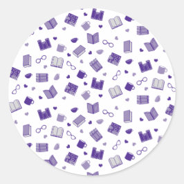 Niedliches Lila Buch- und Lesepatch Runder Aufkleber