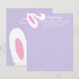 Niedliches Lila Bunny Baby Dusche Bingo Spiel