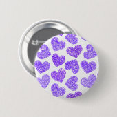 Niedliches Lila doodled Herz - Valentinstag Muster Button (Vorne & Hinten)