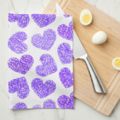 Niedliches Lila doodled Herz - Valentinstag Muster Handtuch (Viertel Falte)