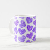 Niedliches Lila doodled Herz - Valentinstag Muster Kaffeetasse (Vorderseite Links)
