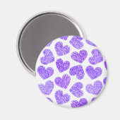 Niedliches Lila doodled Herz - Valentinstag Muster Magnet (Vorderseite/Rückseite)